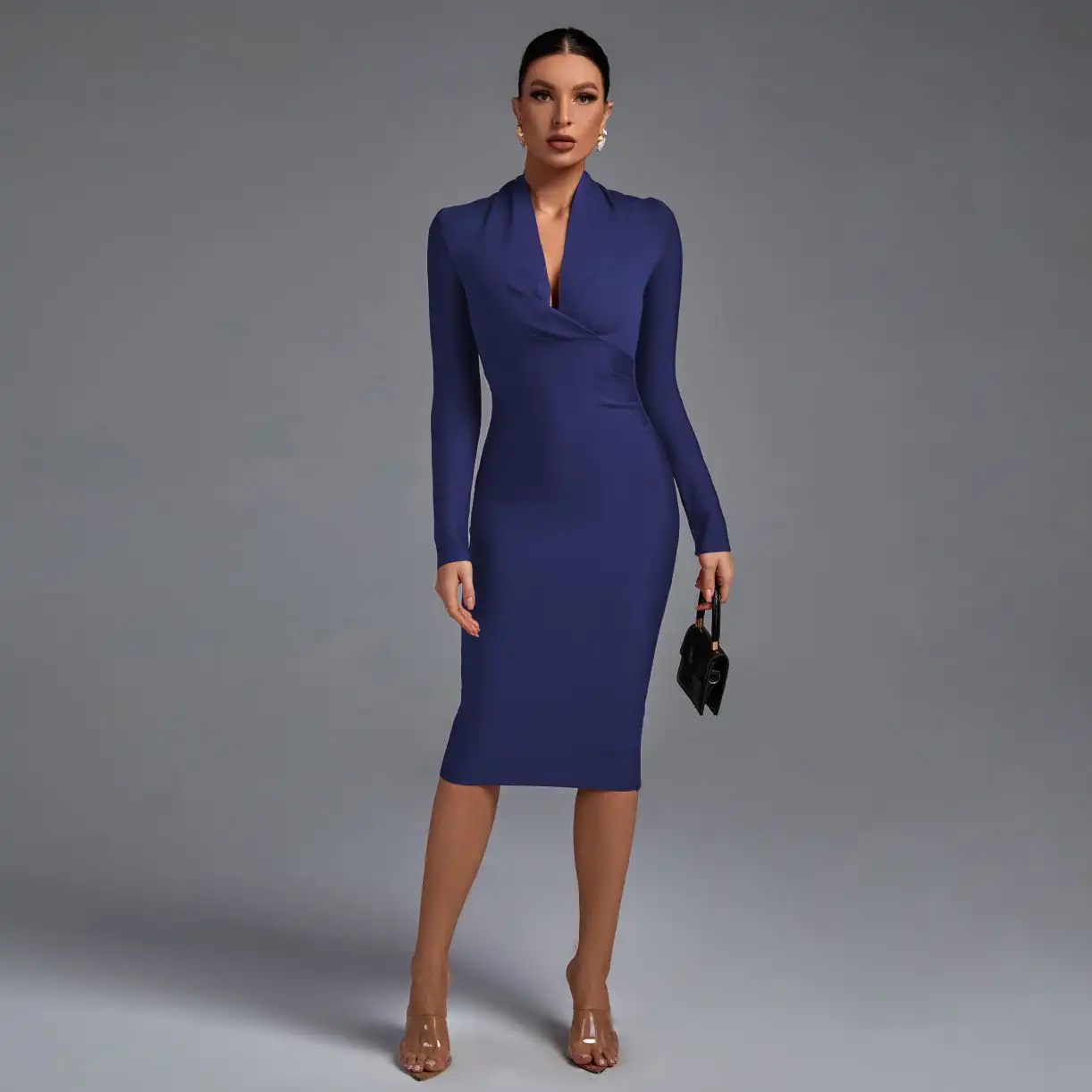 knee length dresses for ladies Knightley Long Sleeved Bandage Dress – Potere Clothing main image 0