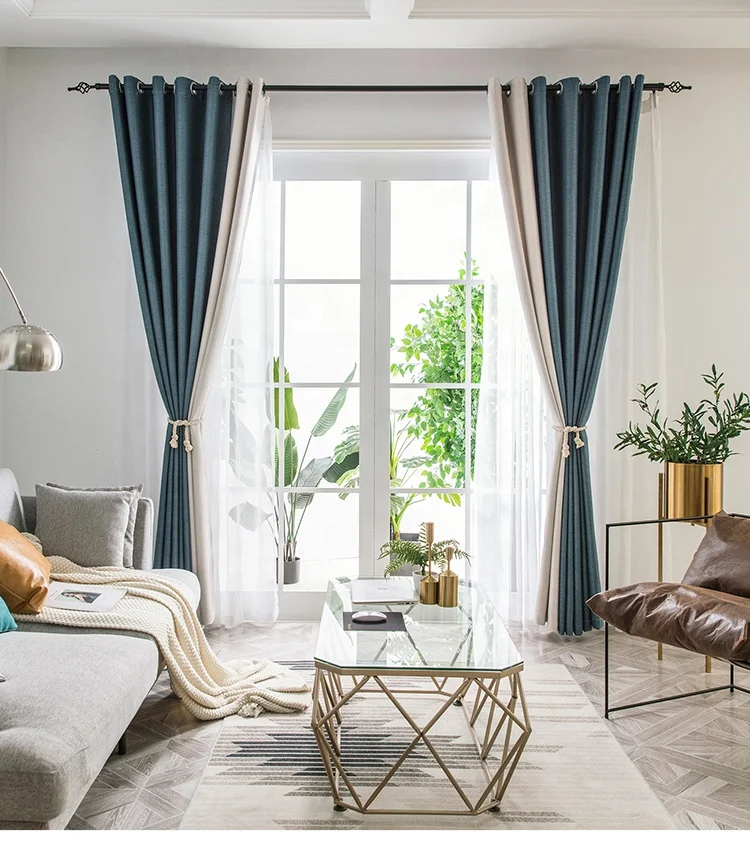 High Quality Simple Window Curtain Design Color Matching Blackout Kitchen Linen Curtains for Bedroom Living Room