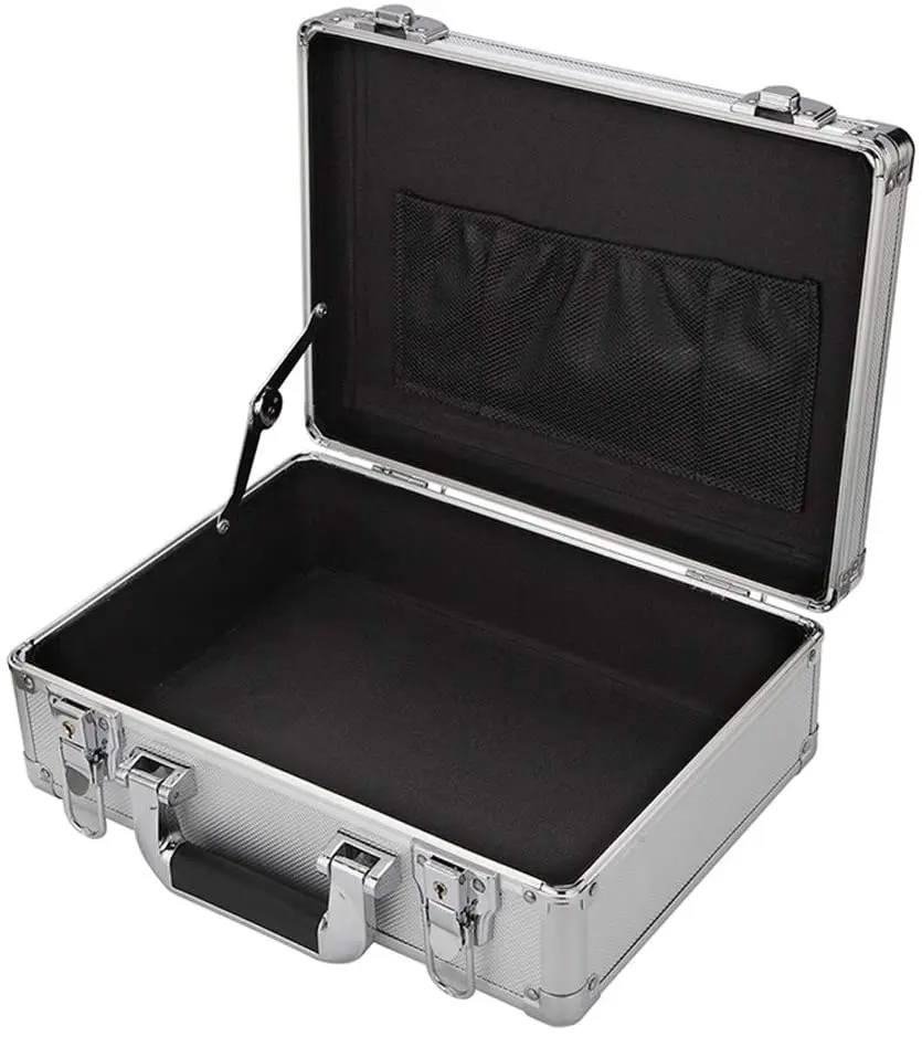 small aluminum silver toolbox professional carrying case