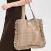 pink pattern ruffle tote