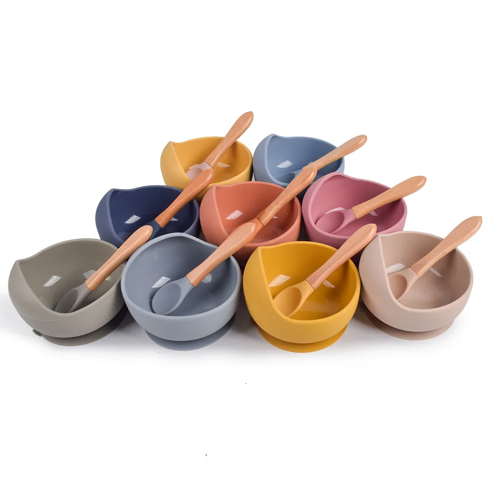 Buy Wholesale China Silicone Baby Silicone Suction Bowl With Wood Silicone  Spoon And Strong Suction & Baby Bowl at USD 2.7