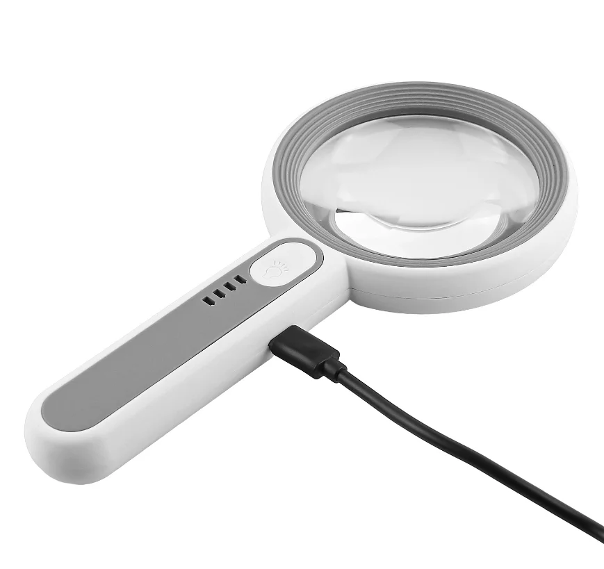 SR7518C Rechargeable Handheld Led Magnifying Glasses with 75mm Dual Lens and 18 Leds