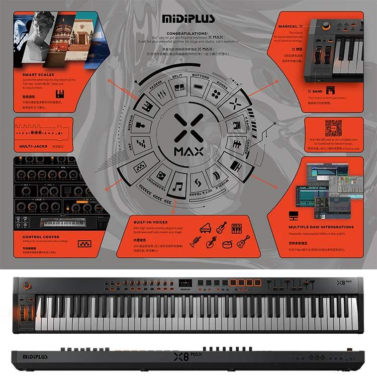 midiplus x8 pro USB キーボードコントローラー Amazon.com: midiplus X8 Pro USB MIDI Keyboard Controller