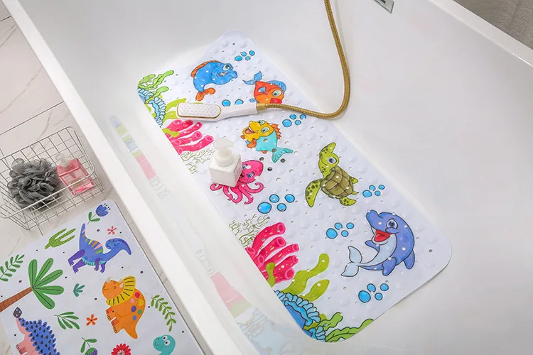 Shower Massage Scraper Bathroom Non-slip Bath Mat Cartoon Kids PVC Shower Mats supplier