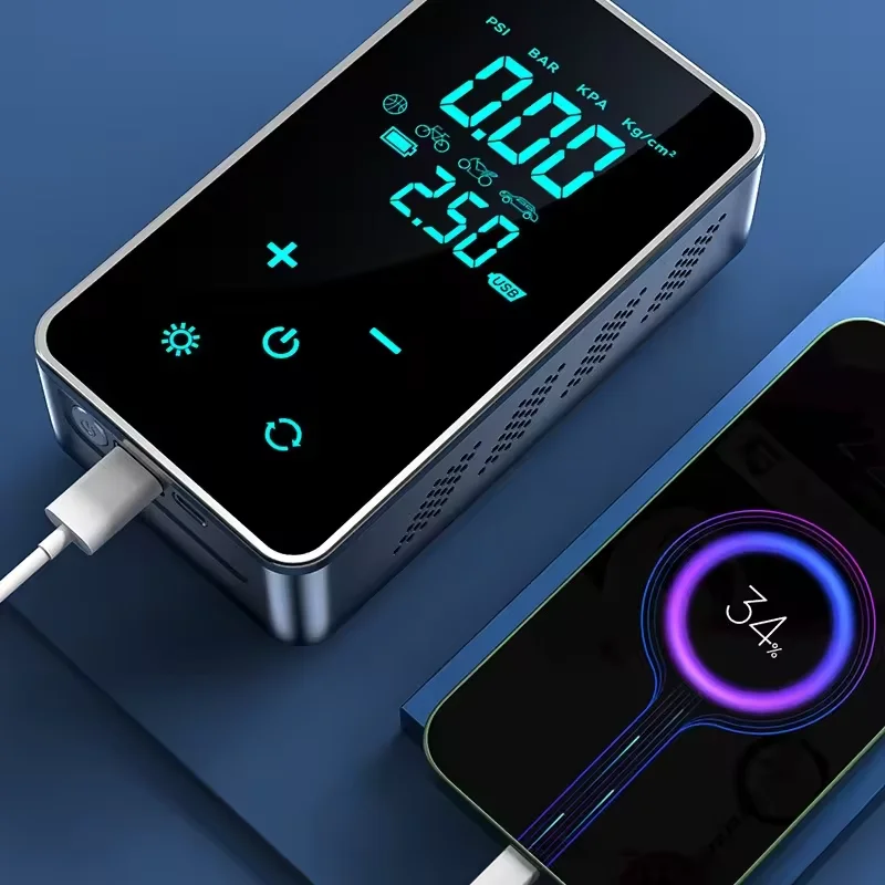 Wireless 150PSI Customizable Logo and Package Car Air Pump Portable 3600mAh Wireless Rechargeable Car Tire Inflator