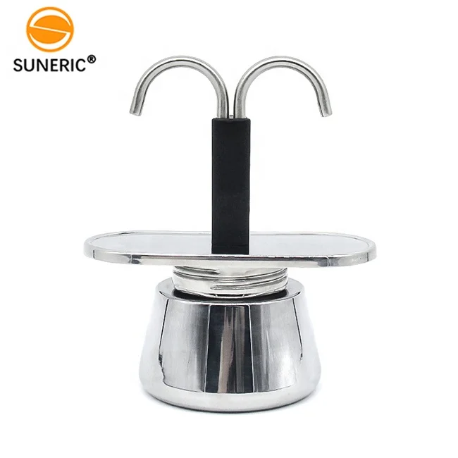 Stainless Steel Coffee Press Dispenser Brewer 2 Cups Stove Top Espresso  Maker Coffee Percolator Moka Pot