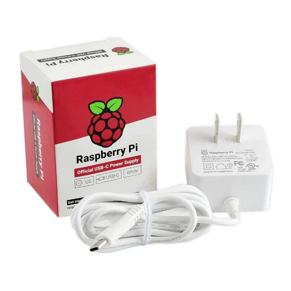 Raspberry Pi 4 Official Power Supply 15.3w Usb-c Adapter 5.1v 3a ...