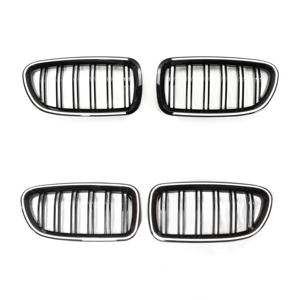 Car Front Double Slats Gloss Black LED ABS Kidney Grille Grill for Bmw 5 Series F10 F11 F18 M5 2010-2017 Body Kit