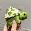 Plush turtle - silver chain with dots and green body and dots
