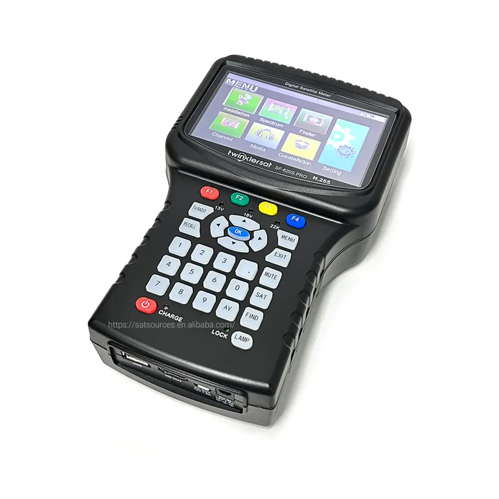 H265 HEVC Satellite Signal Finder Meter SF-620S Pro Handheld 4.3 Inch Screen Spectrum Analyzer USB WiFI Rechargeable Battery