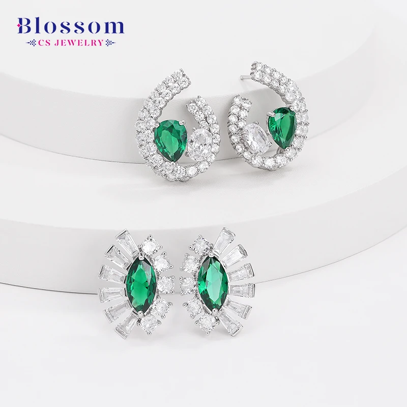 Orecchini a perno in argento Sterling 925, taglio rotondo da 6