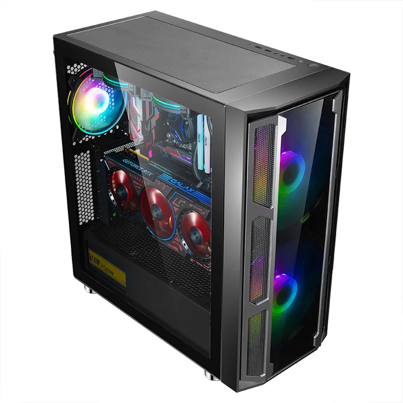SAMA W03 Most Popular Gaming Casing Desktop EATX Game Case with 20cm ATX Full Tower Tempered Glass on Left ARGB Fan on the Front