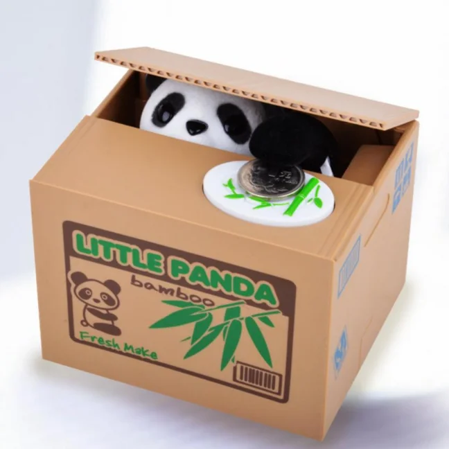 Panda Stealing Little Character Piggy Bank 