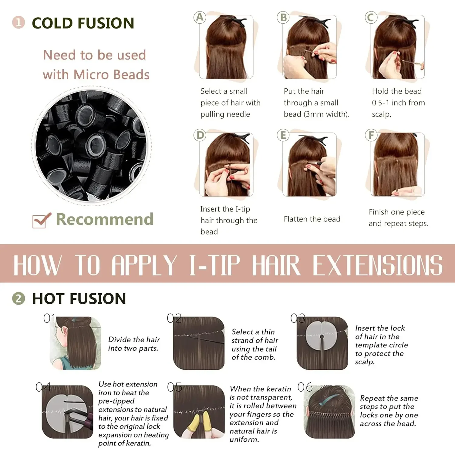 Extensões de cabelo humano real I Tip Preto #1b 50g 50set_voghion.com