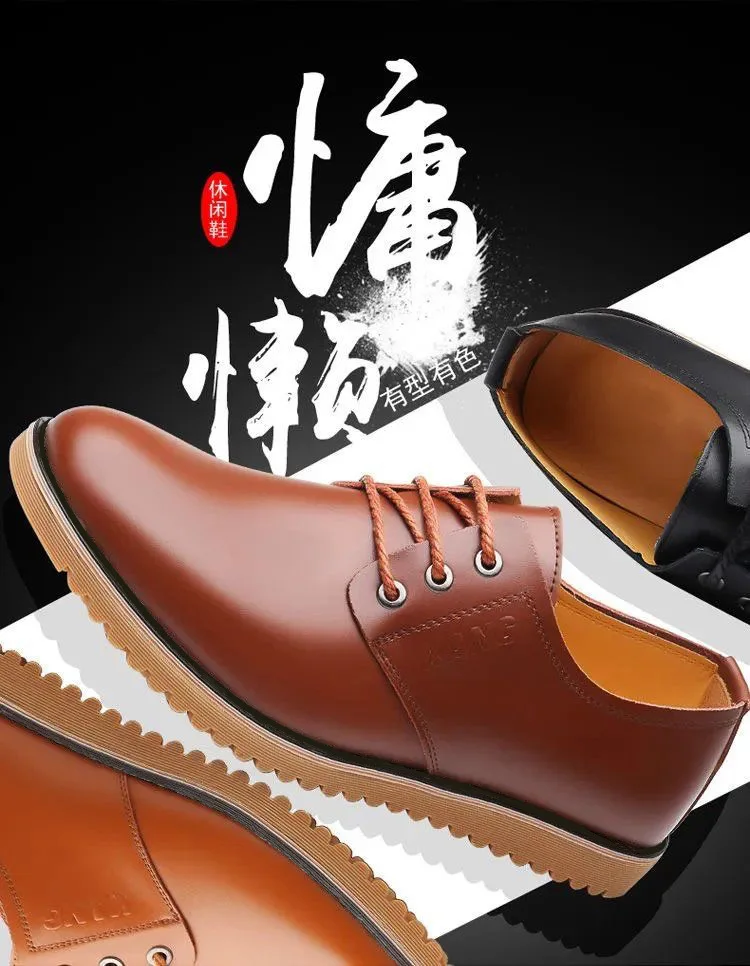 Men's Round Toe PU Leather Slip-On Dress Shoes With Rubber Sole
