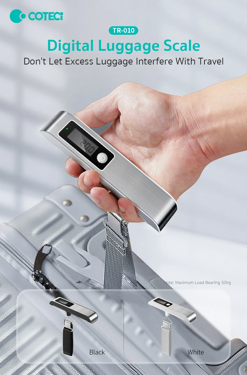 COTECi Portable Electronic Scale High Precision Mini Small Travel Digital Luggage Scale Express Spring Scale Hand Weighing