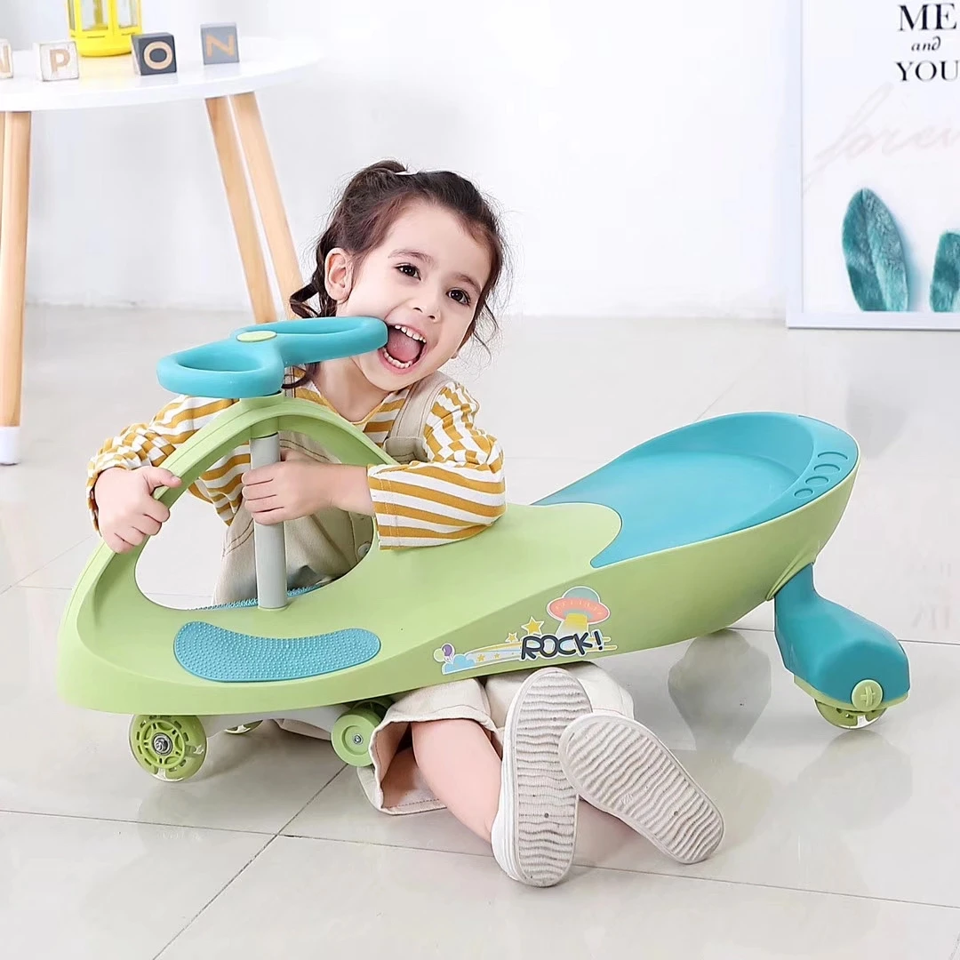 Cute Baby Cheap Durable Flashing Light PU Wheel Children Baby Kids Twist Car Swing Car Wiggle Car