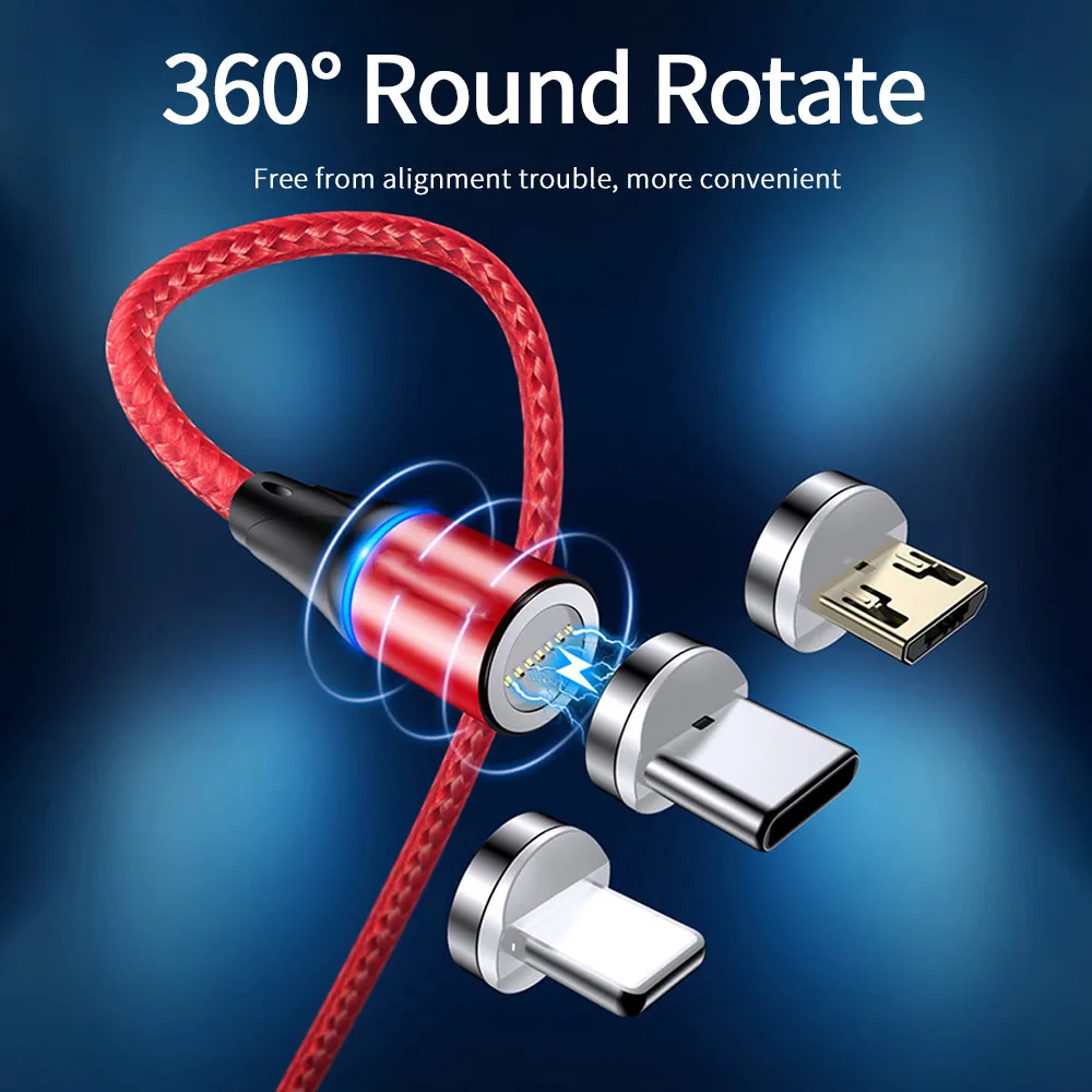 Nylon Braided Metal Alloy Round Magnetic Tip USB Data Cable - ANKUX.COM