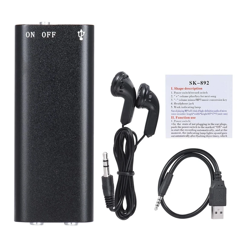 Digital Voice Recorder Support Audio Activated   MP3 Player 192kbps Audio Sound Recording Device