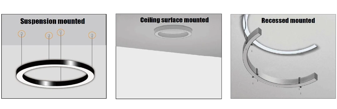 Modern Round Ring Profile Black Indoor Ceiling LED Lamp Fixture ...