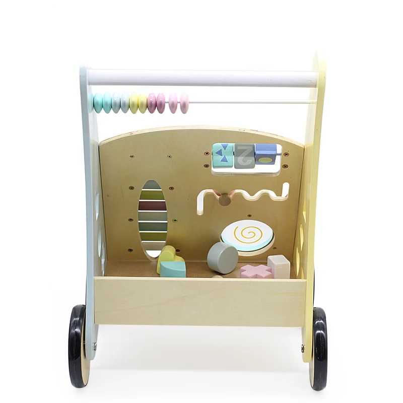 2021 manufacturer hot sales baby toys kids activity toy wooden push and pull learning walker multiple function children  toy