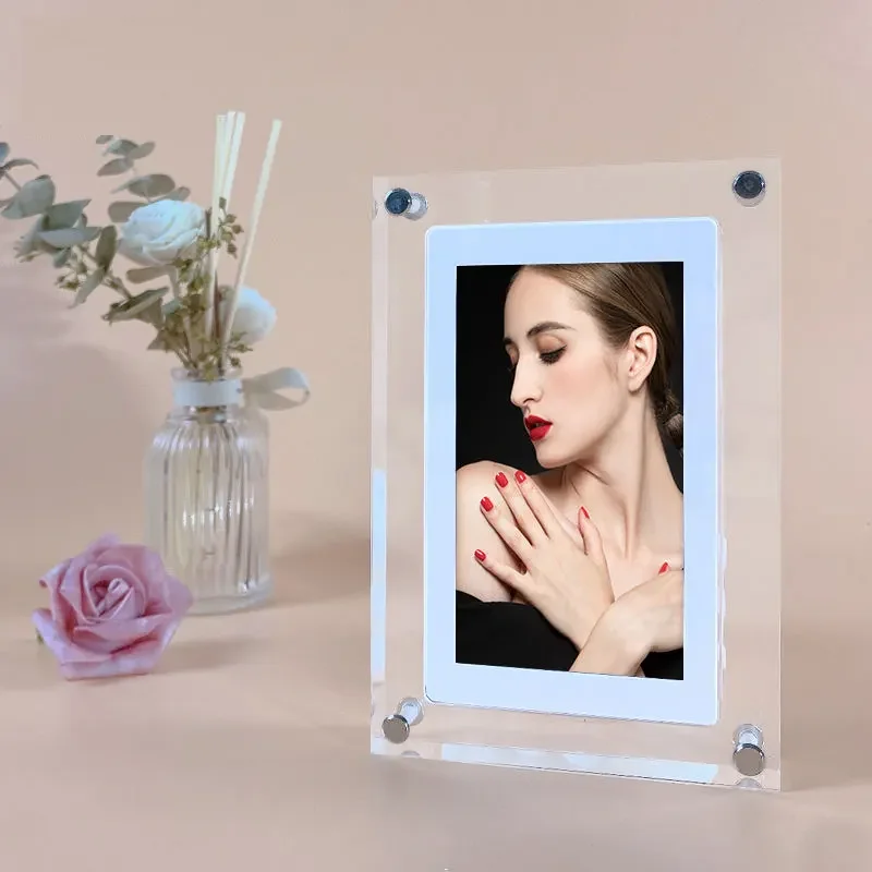 Hot Selling Acrylic Clear Crystal Digital Photo Frame Video Player Acrylic Photo Frame Led Screen Nft Digital Photo Frame