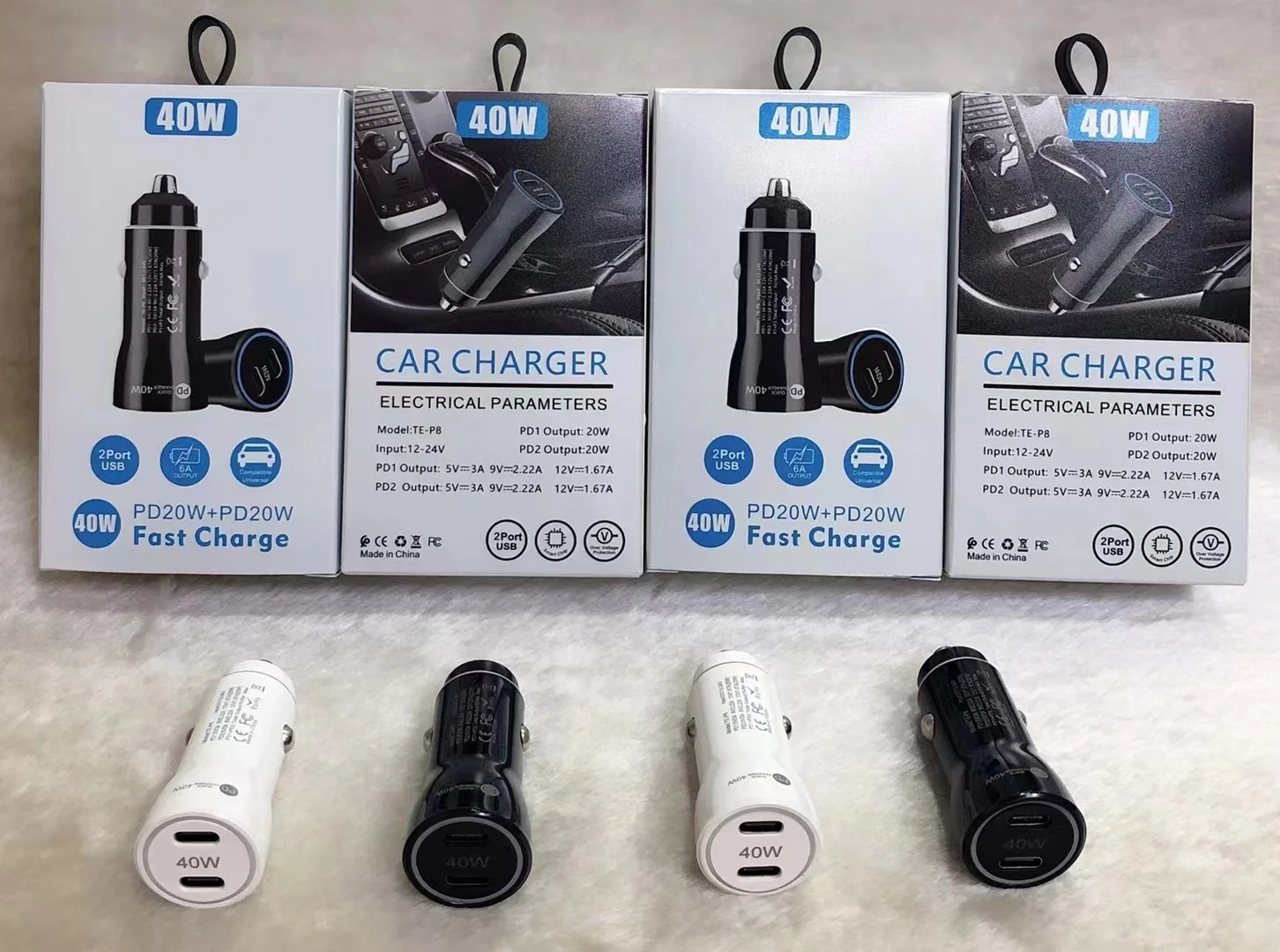 Pd40w Dual Usb Port Universal Car Charger For Phone Fast Charging Pd