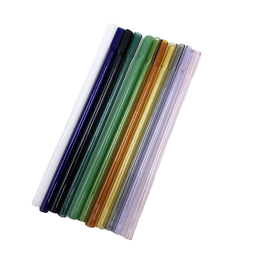 OEM ODM  Environmental Protection Borosilicate Custom Logo Drinking Straws flat mouth glass straws