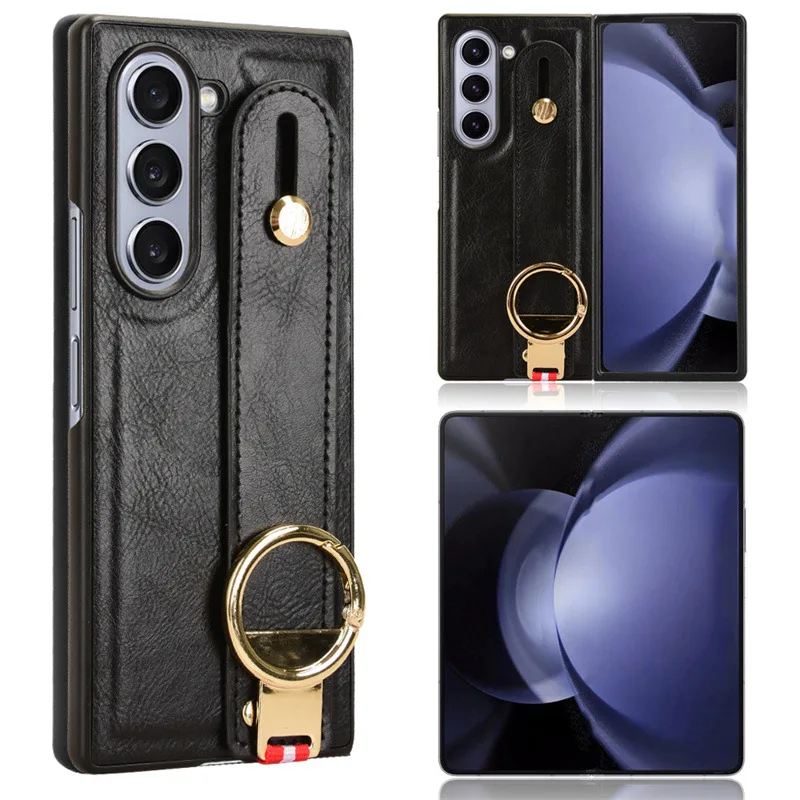 Leather Case For Samsung Galaxy Z Fold 6 Leather Frame Hard Back Cover Case For Z Fold3 5G Phone case