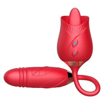 Multi Couples Sexy Clit Sucker Licking Tongue Telescopic Dildo Shaped Sucking Rose Toy for Women Adult Sex Vibrator