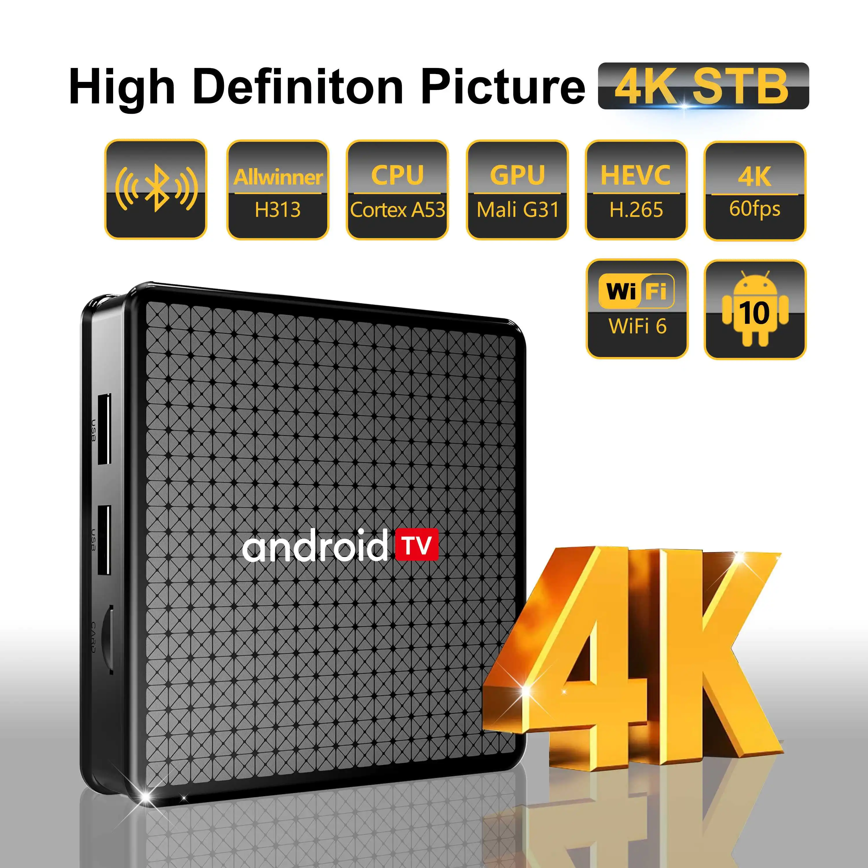 New Product X5 HD 2.1 Android Box Tv Allwinner H313 Android 10 BT V5.0  4K*2K UHD Output Set Top Box