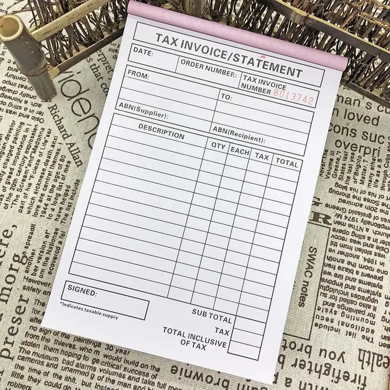 Custom Sales Order Book Receipt Invoice Duplicate Carbonless Copy Paper