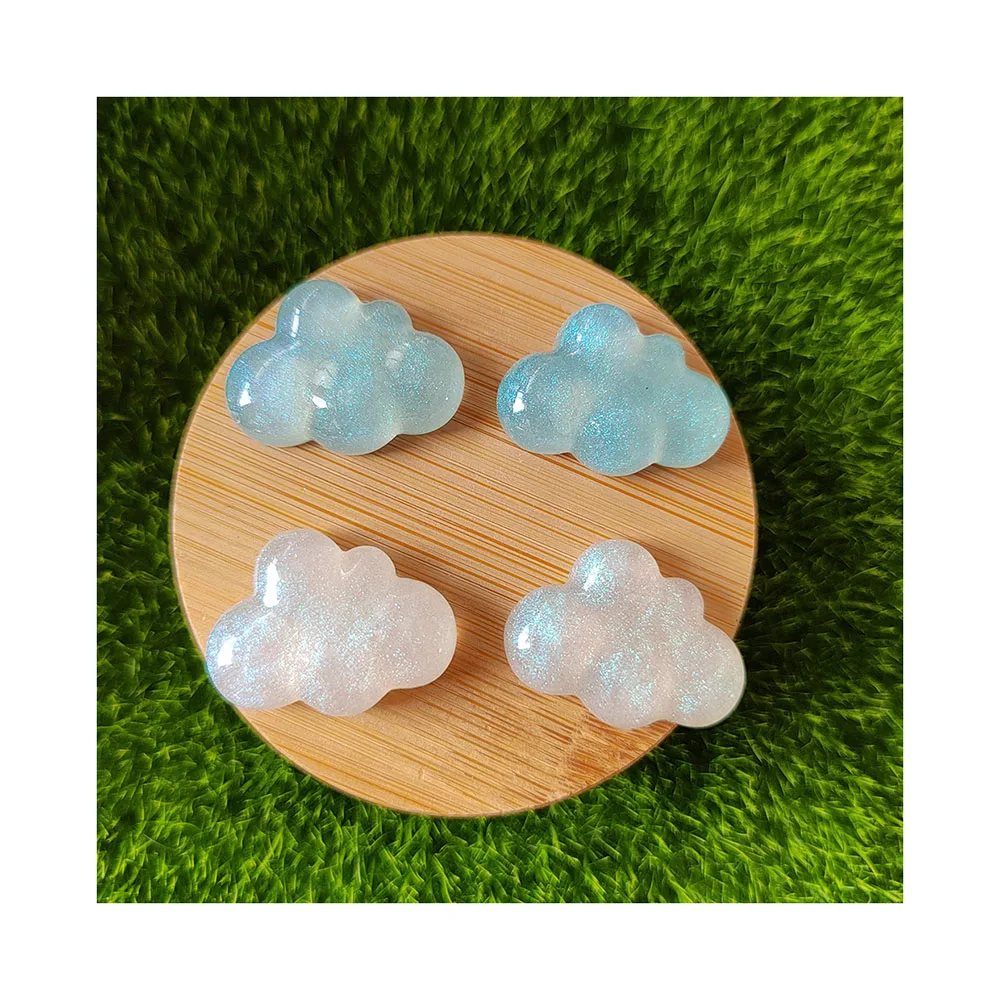 100Pcs New Colorful Glitter Cloud Embellishment Buttons Flatback Resin Cabochons for DIY Phone Handcraft  Handmade Decor