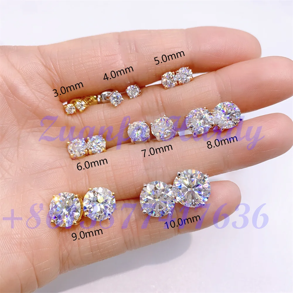 S925 18K Gold Plated Moissanite Stud Earrings Elegant Durable