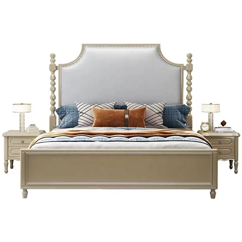Wooden king Size Double Bed with Storage Space Modern Simple Design Queen Size Bed Room Set Furniture Solid Wood Bed