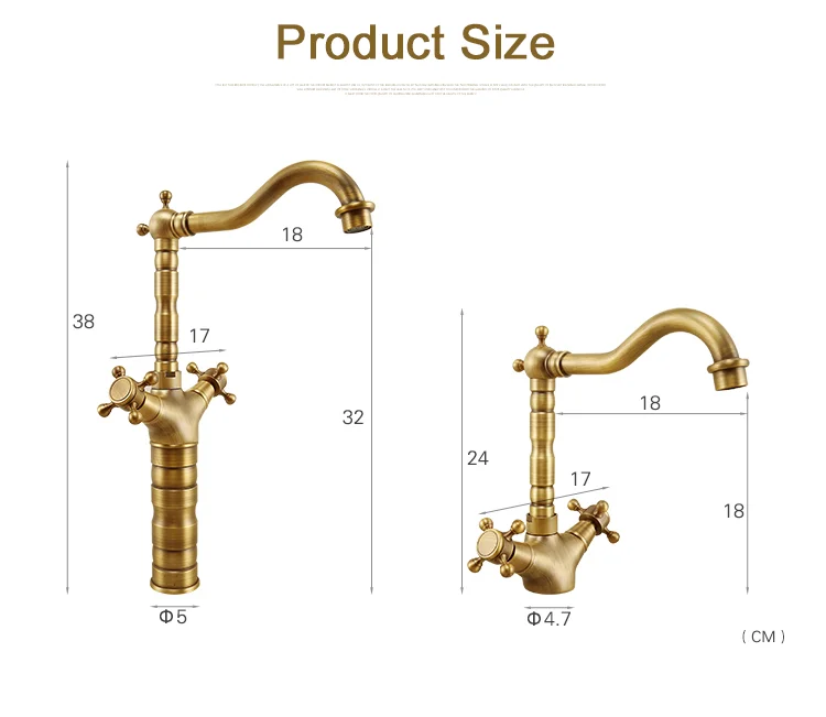2 Two Lever Double Handle High Body Black Brass Antique Water Tap Faucet