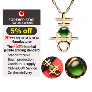 Luxury 18K Real Gold Fan Shaped Classic Forever Star Pendant Natural Jadeite Unique Star Number Pattern Diamond Pearl Charm