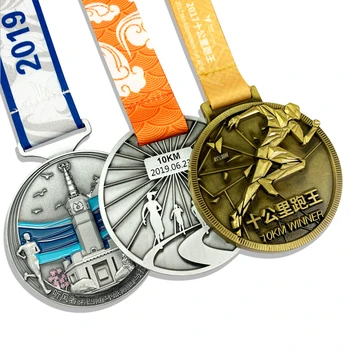 Antique silver 3D zinc alloy custom sports award marathon running medals