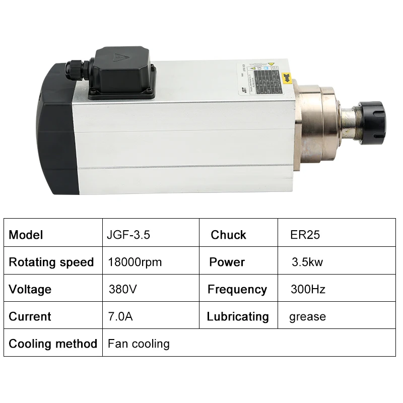 JST 3.5KW Air Cooled Spindle Motor for CNC Wood Router - High Performance  18000 RPM Milling Solution