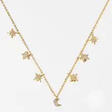 Valentines Day Necklace 2024 Fine Elegant 18k Gold Plated 925 Sterling Sliver Star Moon 5A CZ Zircon Trendy Jewelry for Women