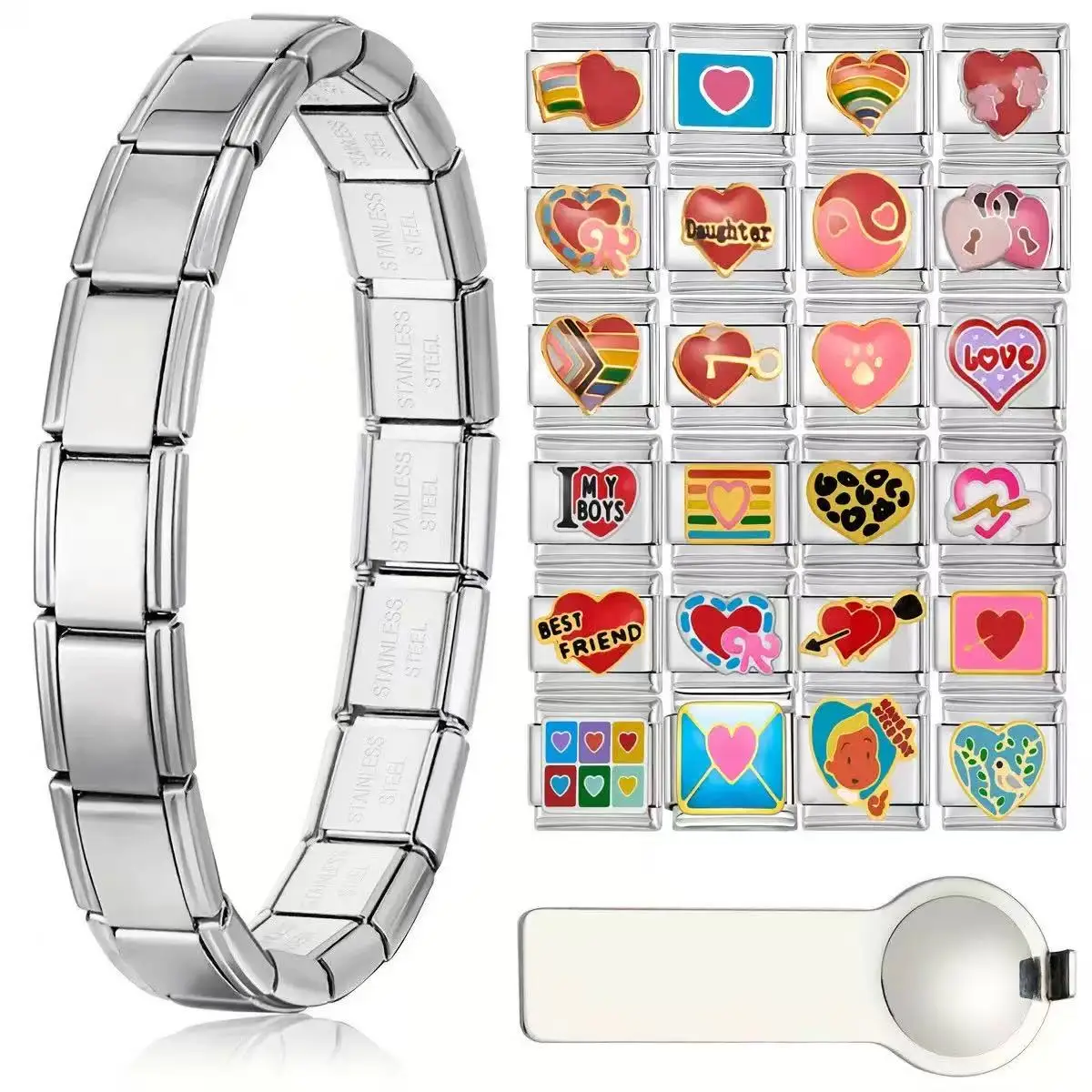 Italian Charm Bracelets DIY Accessories Italian Link Charms Bracelet Fashion Bangles Stainless Steel Fashion Bracelet for Gifts