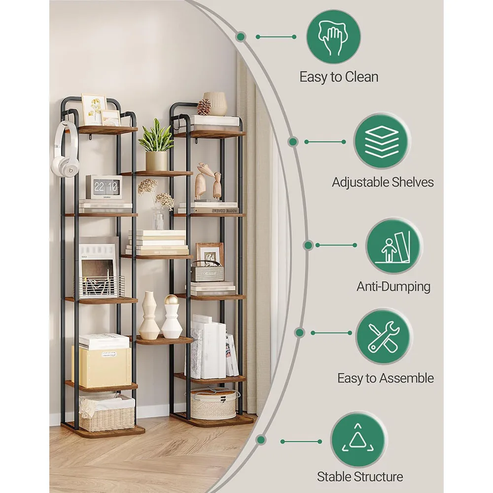 8-Tier Vertical Shoe Rack Wooden Narrow Shoe Tower with 2 Hooks for Entryway and Living Room Organizer for Tall Shoes supplier