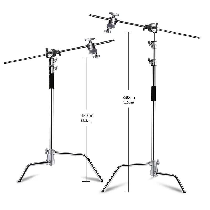 C Stand Photo Studio Heavy Duty Light Stand C Type Stand with Extension Arm and Grip Head Flding Legs