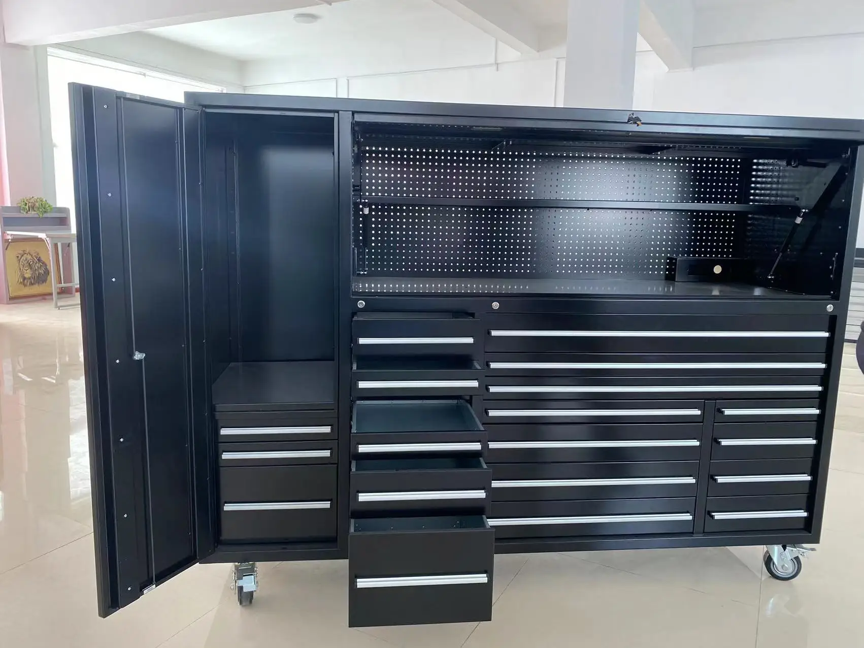 Mobile Workshop Metal Storage Cabinet Lockable Tool Cabinet On Wheels ...