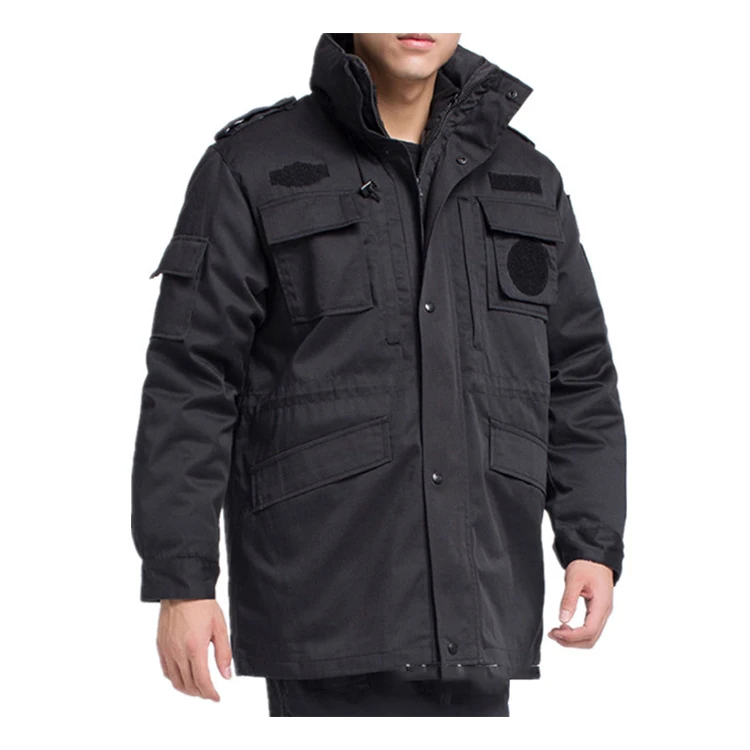 定制黑色多功能衬里冬季警卫安全统一大衣和夹克制服与棉衬 - buy