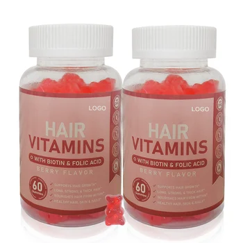 Boost Healthy Hair Skin & Nails Hair Vitamins with Biotin & Folic Acid Gummy Candy for Adults and Teens Dietary Supplement