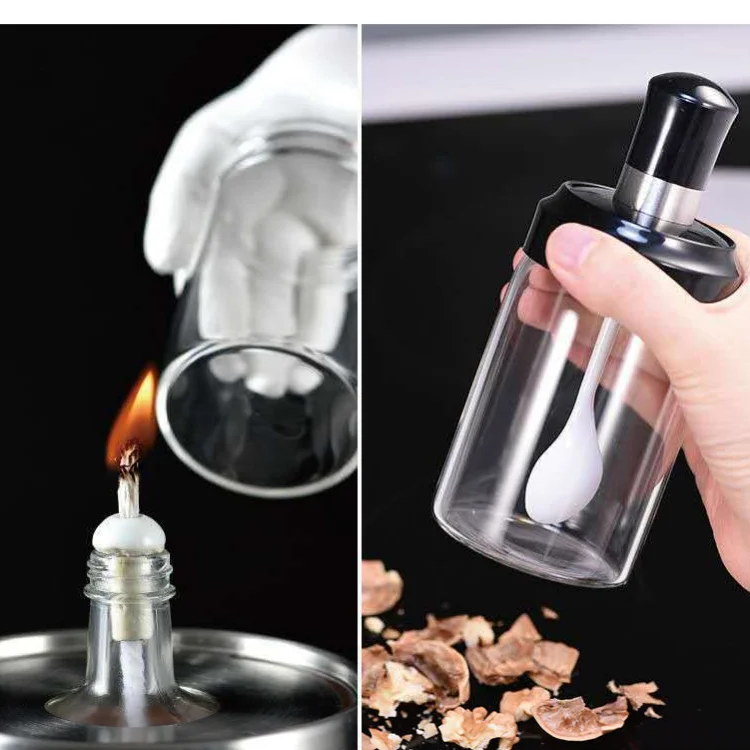 250 ml Kitchen Storage Container Spice Seasoning Bottle Glass Seasoning Salt Sugar Sealed Jar With Brush and Spoon Oil Pot