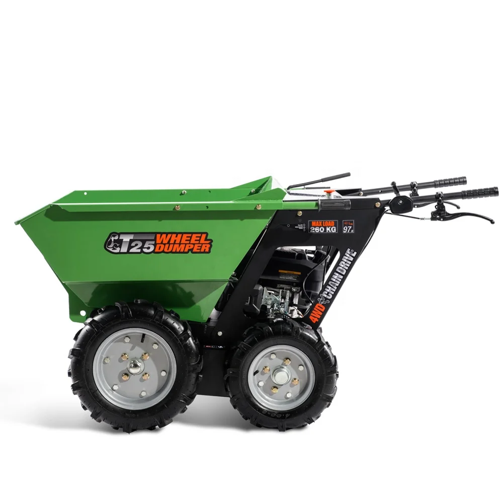 250KG Loading Capacity  5.5hp Petrol Motor Powered 4x4  Mini  Wheel Barrow Garden for Fruit Ranch