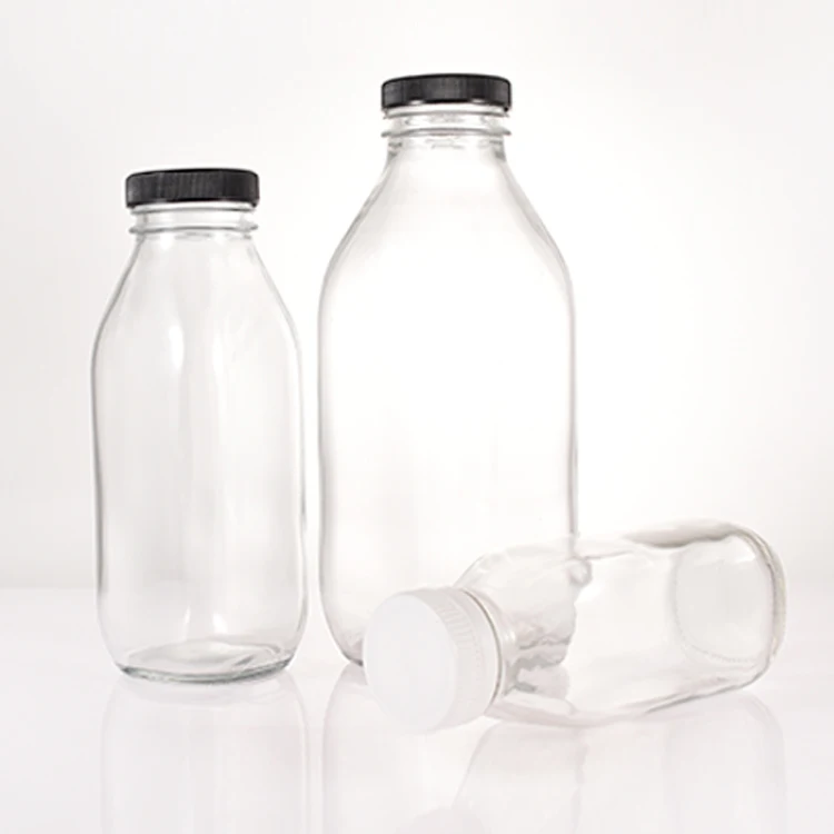 Bouteille En Verre De Lait En Vrac Carré Français Avec Bouchon à Vis 300ml 500ml 1000ml 1 Litre Tailles Couleurs Noir Et Blanc