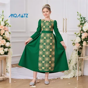 New Women's Modest Robe for Summer Cross-Border Export Knitted Embroidered Evening Dress for Amazon Style Arabian for Eid Abaya